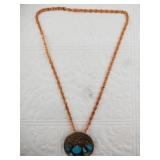 Copper and turquoise statement necklace