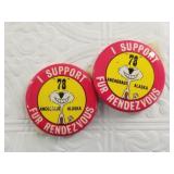 Two 1978 Fur Rondy booster buttons