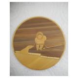 Vintage Zolo Hay inlaid plaque of a hunting scene