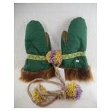 Pair of Native Alaskan musher's mittens made with