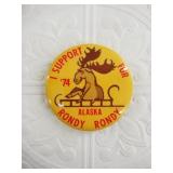 1974 Fur Rondy booster button
