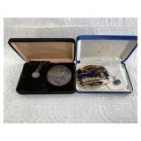 Assorted Iditarod jewelry: Ltd edition buckles, pe