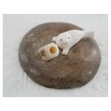 Adorable desk top pen holder features: seal, ivory