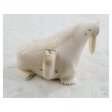Vintage walrus ivory carving of walrus and pup 2'