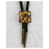 Lovely bolo tie with gold slate and miniature gold