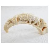 Warthog tusk carved by L. Piatshoene  depicting a