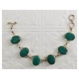 Sterling silver and emerald bracelet