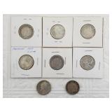 Lot of eight  20th century Canadian silver quarter