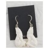 Sterling silver  and carved bone pair of earrings