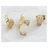 10kt Gold, diamond and opal pendant with gold and