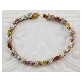 Sterling silver and semi-precious stone tennis bra