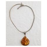 Sterling silver  necklace with pearlescent swirl p