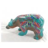 Bear figurine with mosaic stone inlay