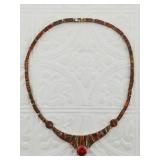 Sterling silver and fire opal necklace