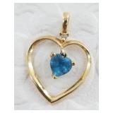14kt Gold, diamond and topaz pendant, total weight