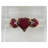10kt Gold, ruby and diamond ring size 7, total wei