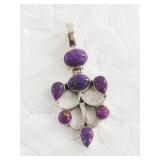 Sterling silver  and purple turquoise pendant with