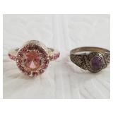 2 Sterling silver rings , sizes 8 1/2, 7