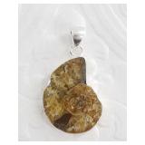 Sterling silver  and ammonite fossil pendant