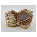 Vintage copper brass and agate cuff bracelet