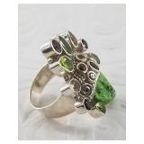 Sterling silver and semi-precious stone ring with