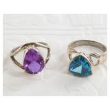2 Sterling silver rings , size 7, and 8 1/2