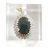 10kt Gold, diamond and sapphire pendant