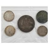 5 Silver coins: 1917M,  1 Florin,  1944 Philippine