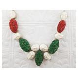 Sterling silver necklace with druzy glass with sev