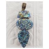 Sterling silver and druzy glass pendant