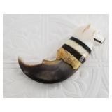 Large bear claw talisman with ivory and baleen spa