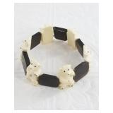 Faux ivory and baleen stretch bracelet made with c