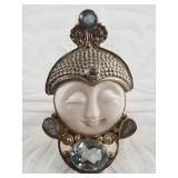 Sterling silver and aquamarine ring with stone fac