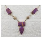 Sterling silver and purple turquoise with copper v