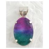 Sterling silver and dyed quartz pendant