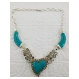 Sterling silver and faux turquoise necklace