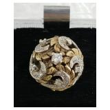 14kt Gold and diamond ring size , extremely ornate