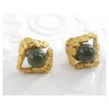 22kt Gold nugget earrings with Alaskan jade, total