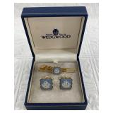 Wedgewood cufflink and tie tac set made in England