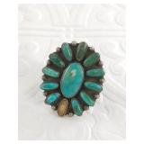 Antique silver and turquoise pawn ring size 6 1/2,