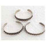 3 Silver antique Navajo cuff bracelets