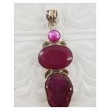 Sterling silver and ruby pendant