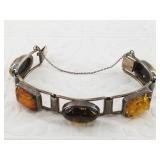 Sterling silver and amber bracelet, vintage