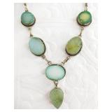 Sterling silver and druzy glass necklace