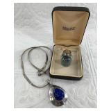 Sterling silver  necklace with natural stone penda