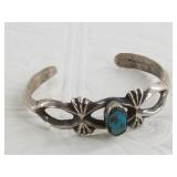 Sterling silver  and turquoise pawn style bracelet