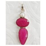 Sterling silver and ruby pendant