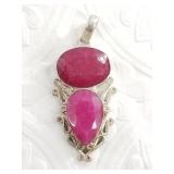 Sterling silver and ruby pendant