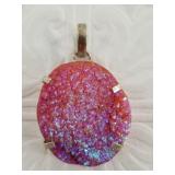 Sterling silver and druzy glass pendant