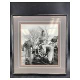 Framed artwork: 16" x 15" double matted